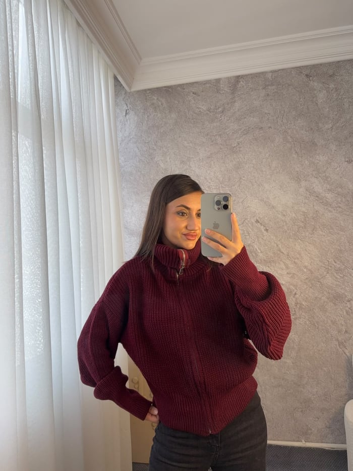 BOĞAZLI TRİKO FERMUARLI HIRKA - LF135