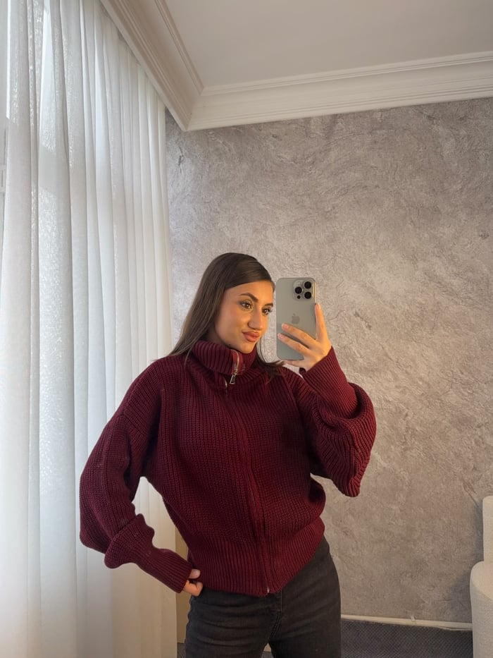 BOĞAZLI TRİKO FERMUARLI HIRKA - LF135