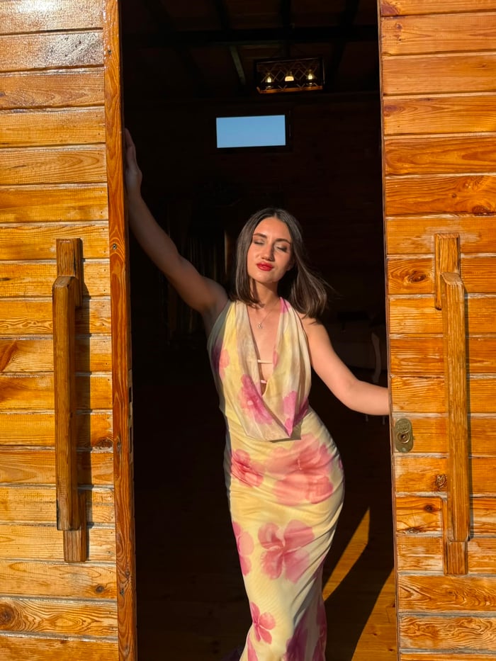 FLORAL DESEN LİKRALI MAXİ TÜL ELBİSE - LF044