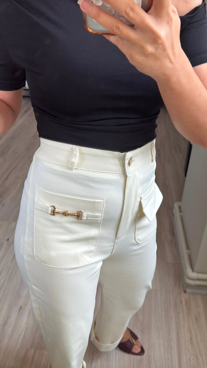 GOLD TOKA DETAYLI DOUBLE PAÇA YÜKSEK BEL PANTOLON- LF067