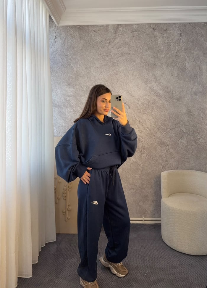 KAPÜŞONLU OVERSİZE SWEATSHİRT EŞOFMAN TAKIMI - LF138