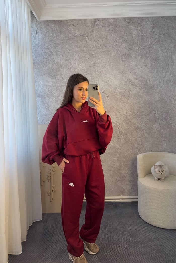 KAPÜŞONLU OVERSİZE SWEATSHİRT EŞOFMAN TAKIMI - LF138