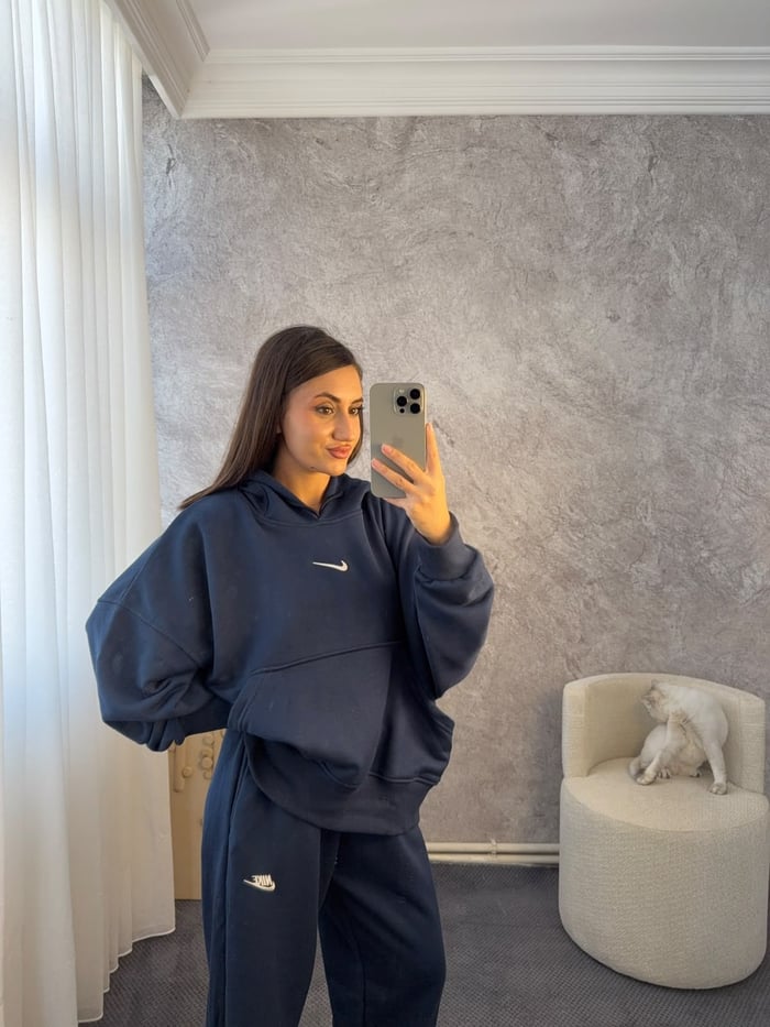 KAPÜŞONLU OVERSİZE SWEATSHİRT EŞOFMAN TAKIMI - LF138