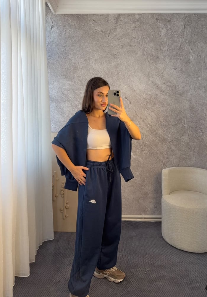 KAPÜŞONLU OVERSİZE SWEATSHİRT EŞOFMAN TAKIMI - LF138