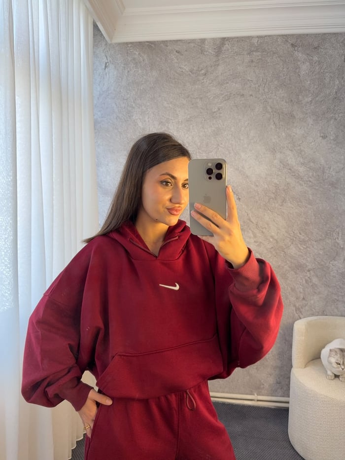 KAPÜŞONLU OVERSİZE SWEATSHİRT EŞOFMAN TAKIMI - LF138