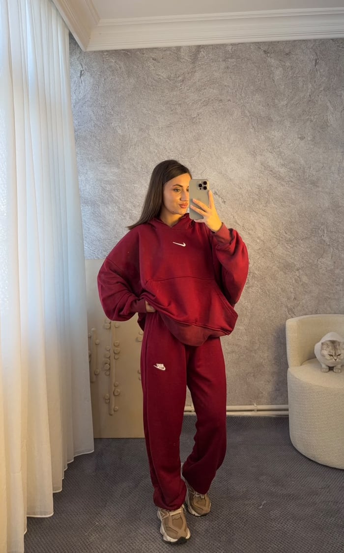 KAPÜŞONLU OVERSİZE SWEATSHİRT EŞOFMAN TAKIMI - LF138