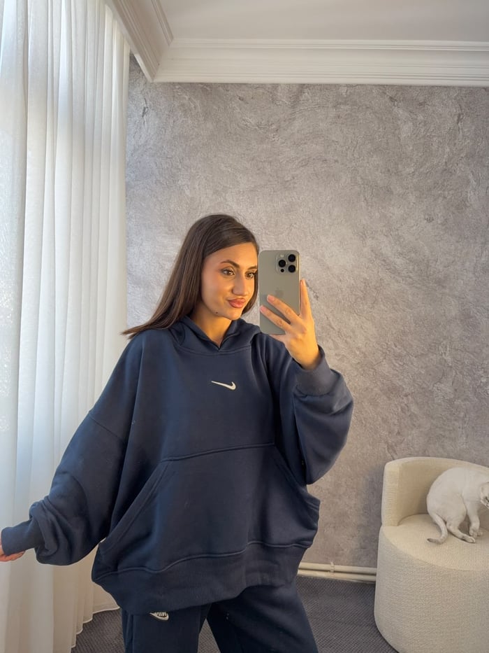 KAPÜŞONLU OVERSİZE SWEATSHİRT EŞOFMAN TAKIMI - LF138