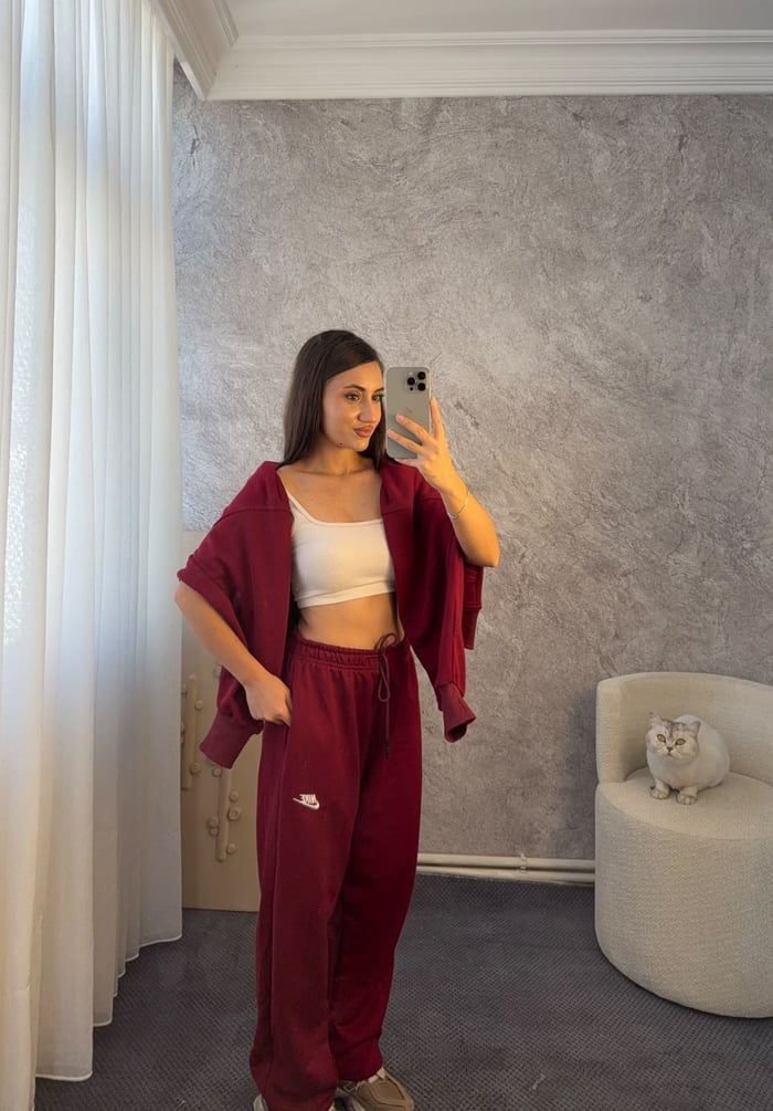 KAPÜŞONLU OVERSİZE SWEATSHİRT EŞOFMAN TAKIMI - LF138