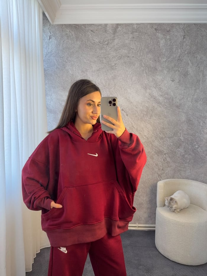 KAPÜŞONLU OVERSİZE SWEATSHİRT EŞOFMAN TAKIMI - LF138