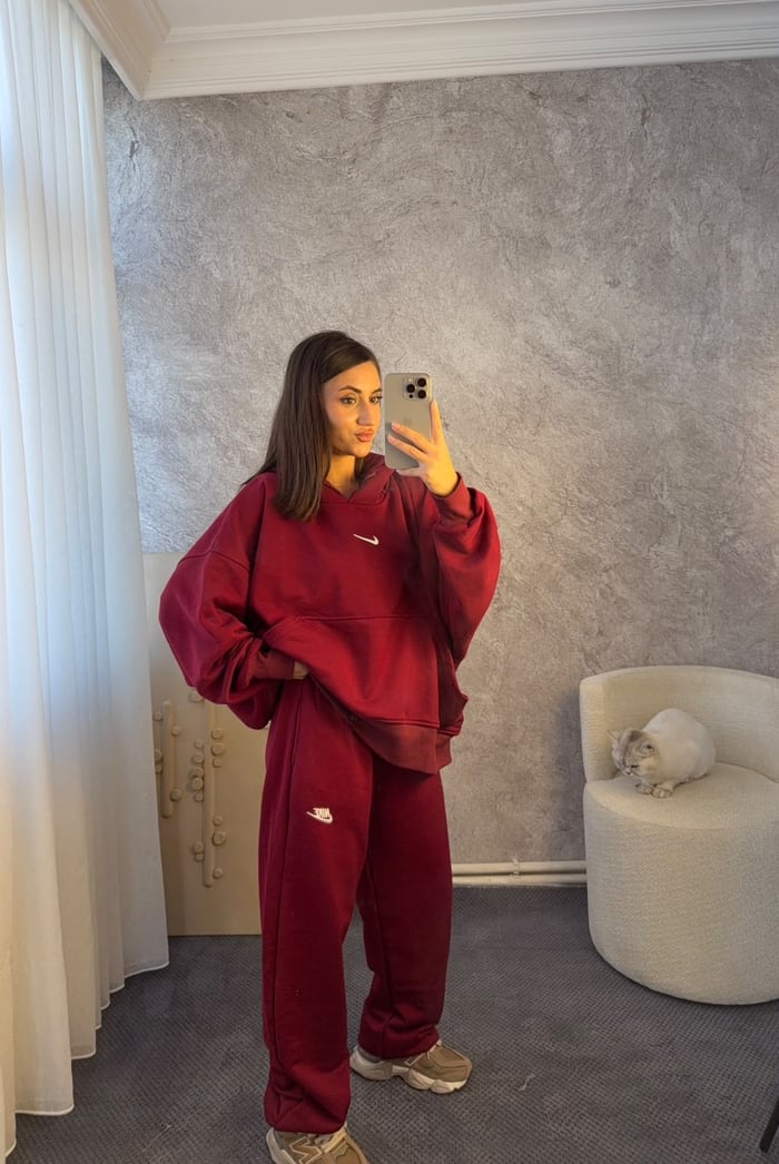 KAPÜŞONLU OVERSİZE SWEATSHİRT EŞOFMAN TAKIMI - LF138