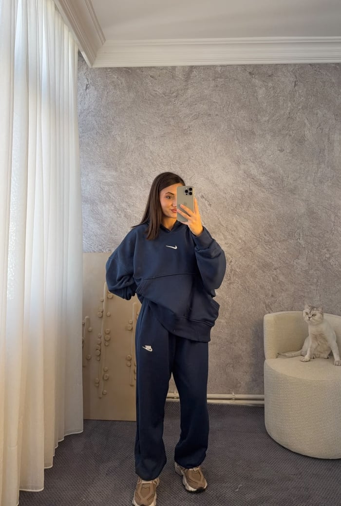 KAPÜŞONLU OVERSİZE SWEATSHİRT EŞOFMAN TAKIMI - LF138