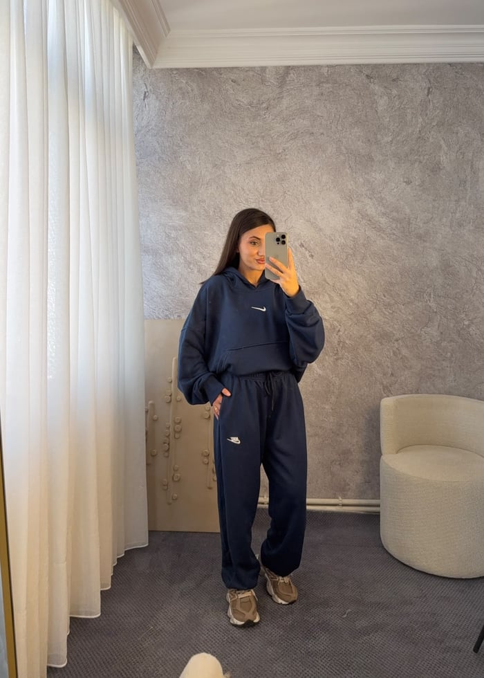 KAPÜŞONLU OVERSİZE SWEATSHİRT EŞOFMAN TAKIMI - LF138