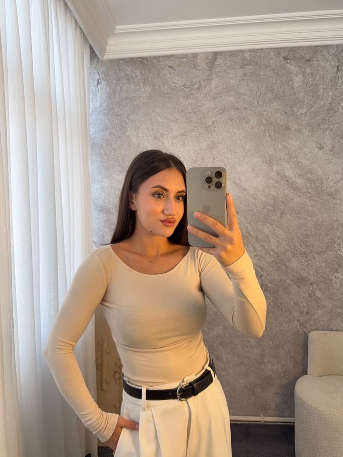 KAYIK YAKA UZUN KOLLU BODY - LF128