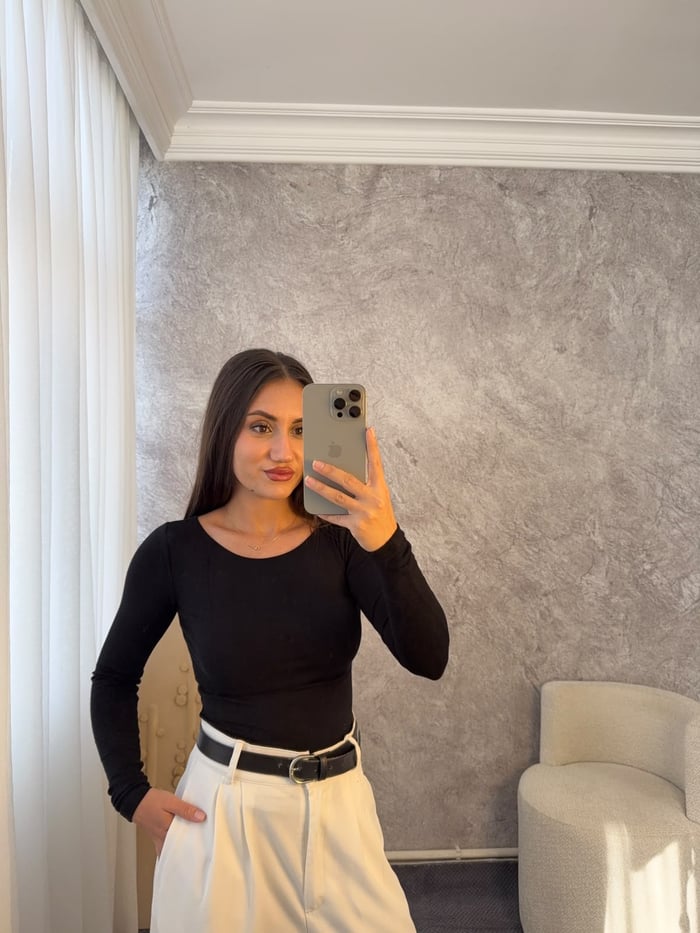 KAYIK YAKA UZUN KOLLU BODY - LF128