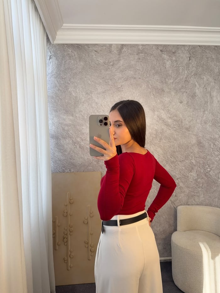 KAYIK YAKA UZUN KOLLU BODY - LF128