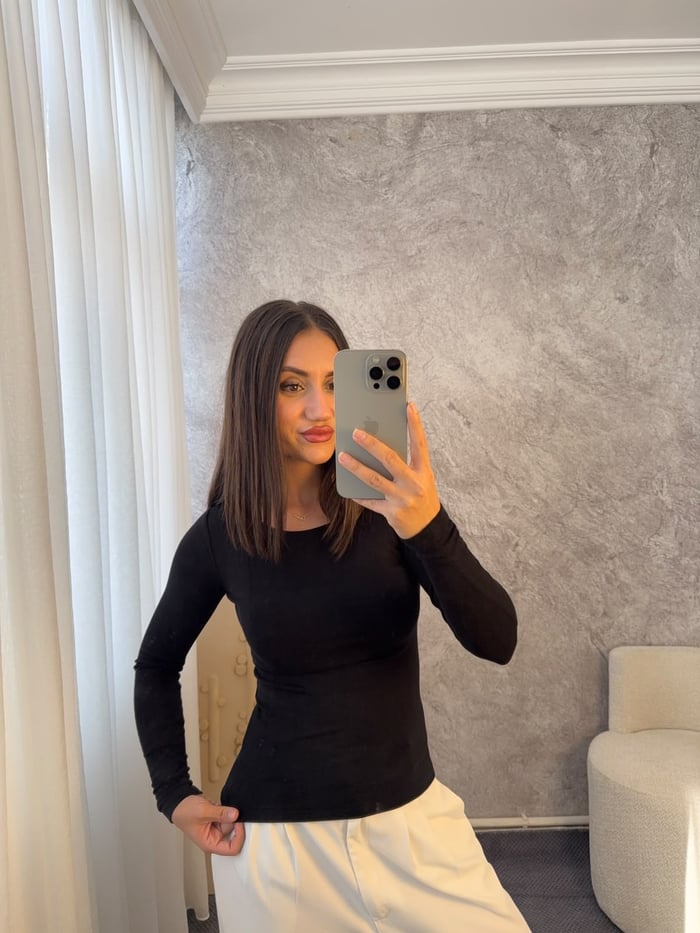 KAYIK YAKA UZUN KOLLU BODY - LF128
