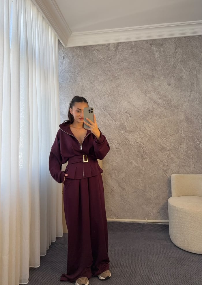 KEMER DETAYLI MODAL KUMAŞ İKİLİ TAKIM - LF134