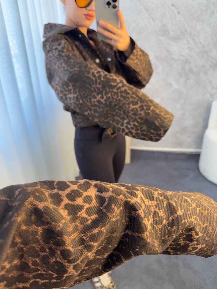 LEOPAR KUŞAKLI GABARDİN CEKET - LF132