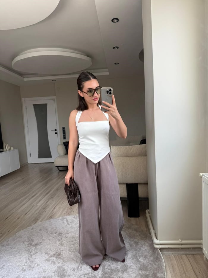 Massi Pudralı Tensel Pantolon-Vizon - LF018
