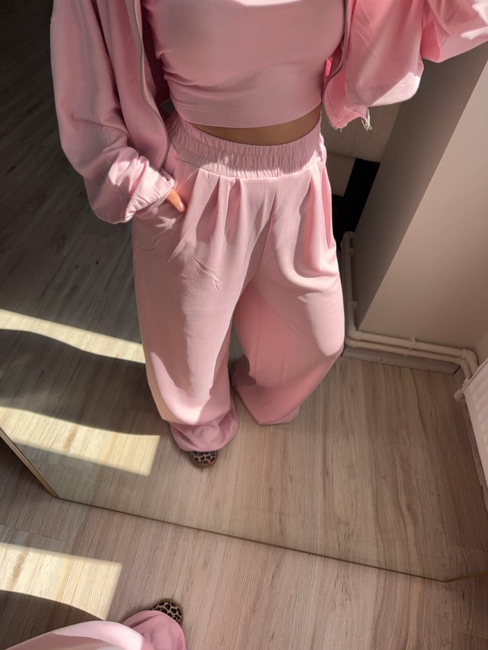 MODAL KUMAŞ KAPÜŞONLU CROP 3'LÜ TAKIM - LF096