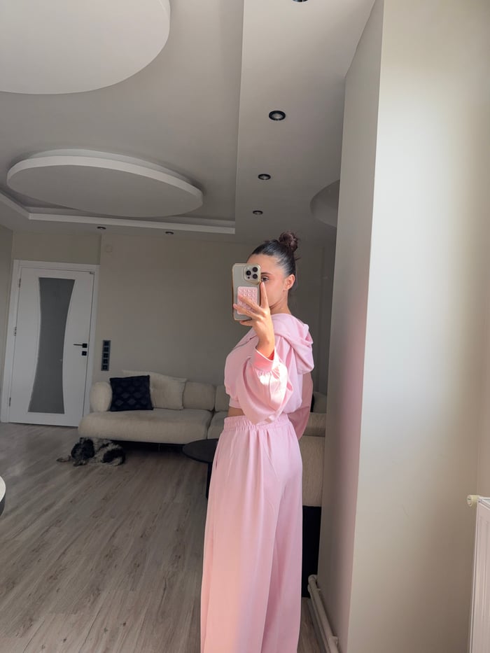 MODAL KUMAŞ KAPÜŞONLU CROP 3'LÜ TAKIM - LF096