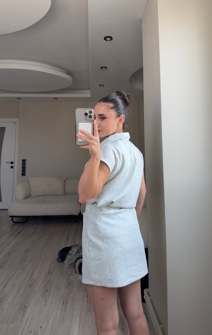 ÖN SiPARİŞ-FERMUARLI MODAL KUMAŞ BLUZ ŞORT ETEK TAKIM - LF083