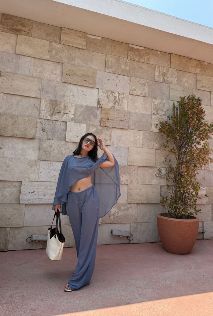 ŞİFON PELERİN BLUZ PANTOLON TAKIM - LF047