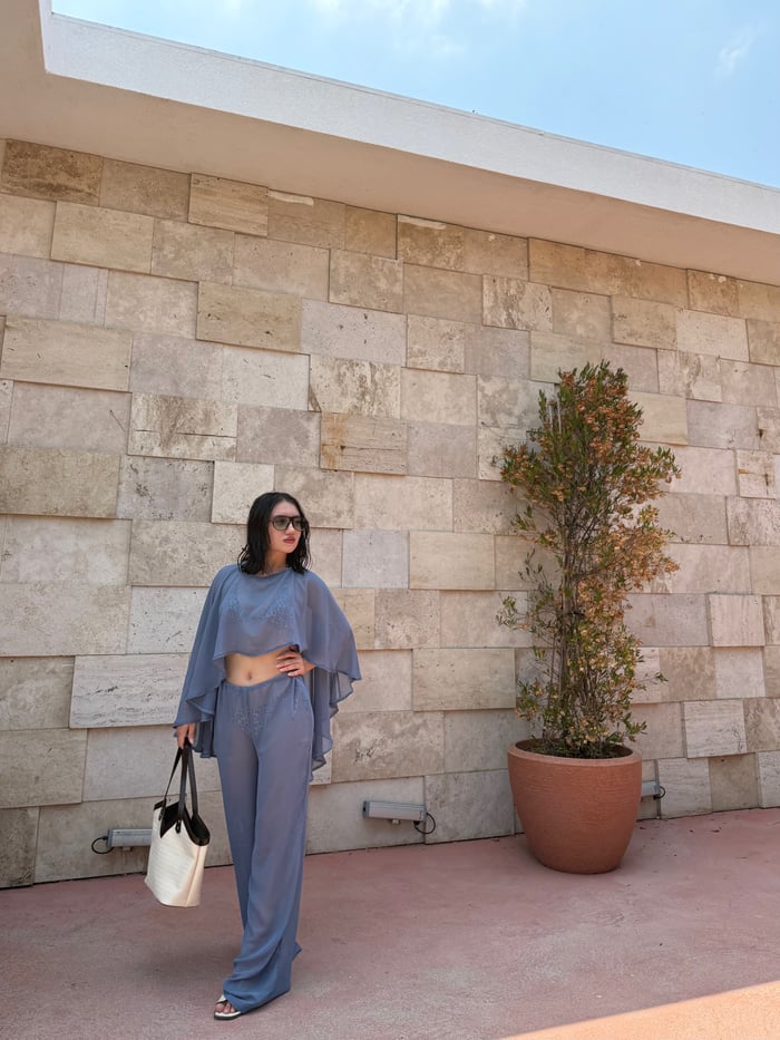 ŞİFON PELERİN BLUZ PANTOLON TAKIM - LF047