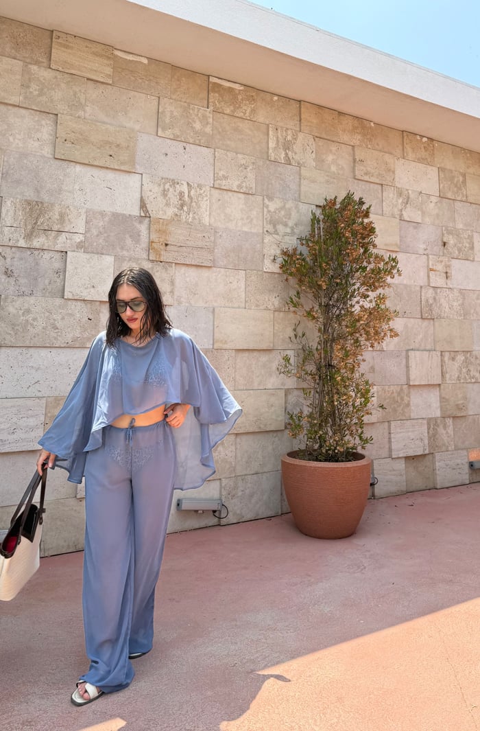 ŞİFON PELERİN BLUZ PANTOLON TAKIM - LF047