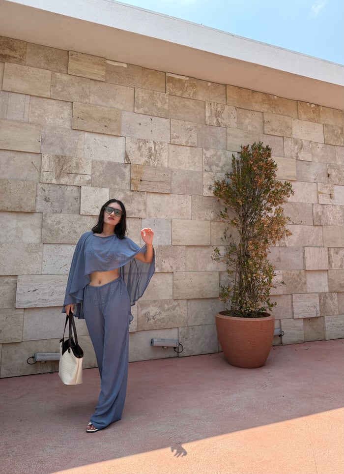 ŞİFON PELERİN BLUZ PANTOLON TAKIM - LF047