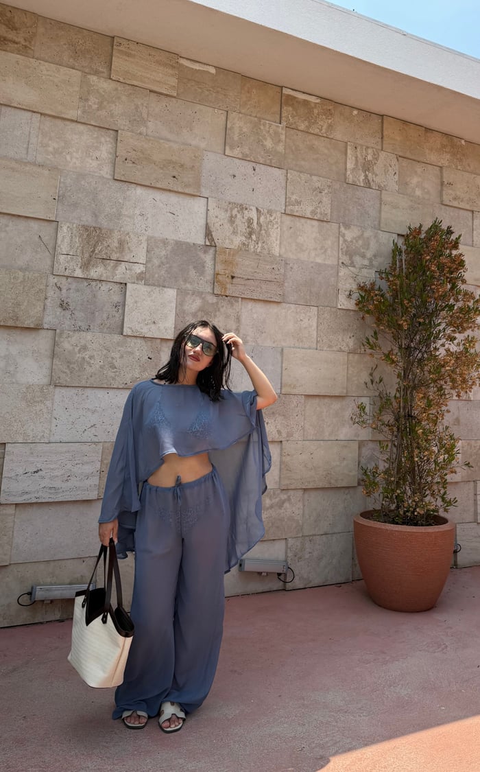 ŞİFON PELERİN BLUZ PANTOLON TAKIM - LF047