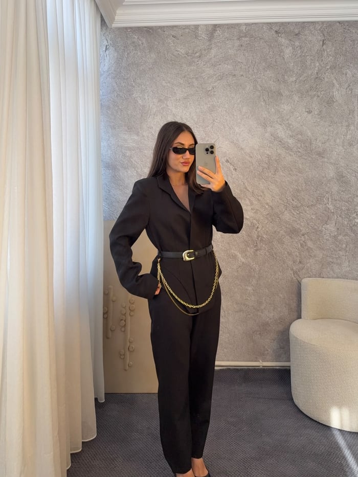 ZİNCİR KEMER DETAYLI BLAZER CEKET PANTOLON TAKIM - LF129