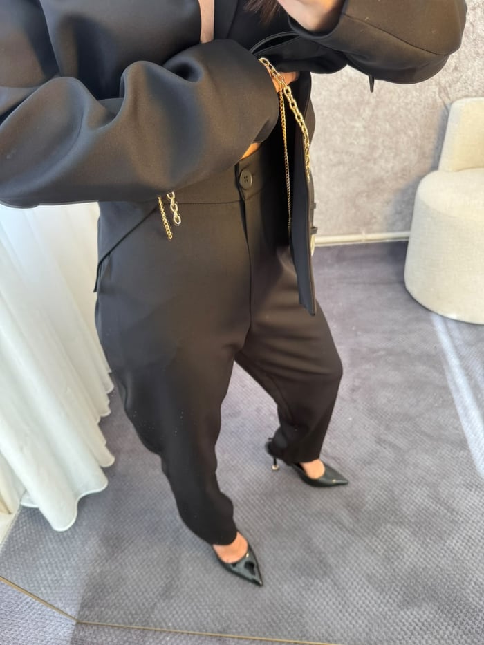ZİNCİR KEMER DETAYLI BLAZER CEKET PANTOLON TAKIM - LF129
