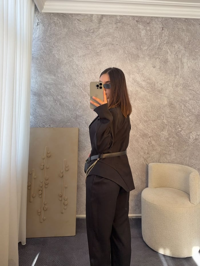 ZİNCİR KEMER DETAYLI BLAZER CEKET PANTOLON TAKIM - LF129