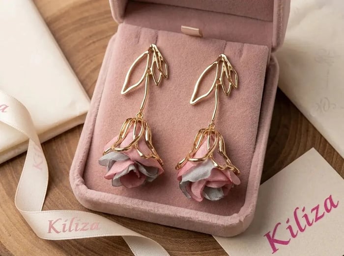 Çelik Dusty Rose Küpe 