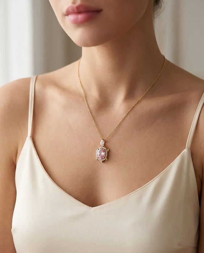 Çelik Pink Turtle Kolye