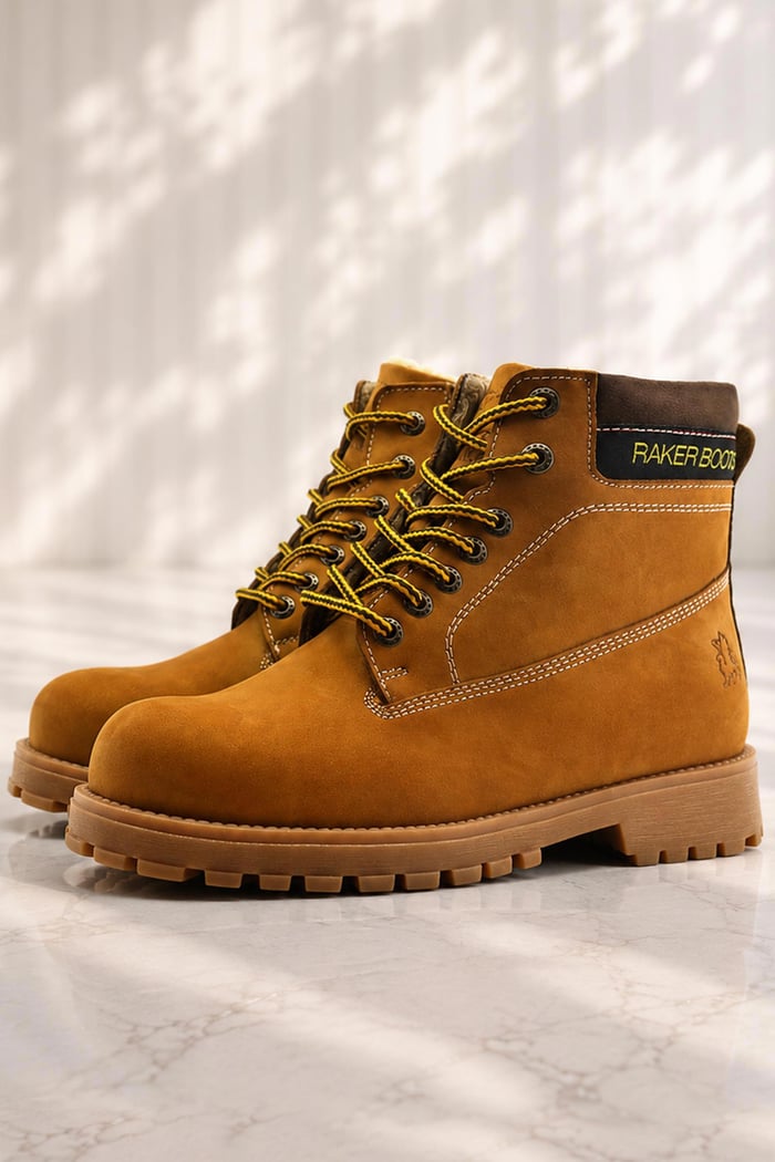 Rakerplus Neson Hakiki Deri Rahat Sarı Fermuarlı Unisex Çocuk Bot