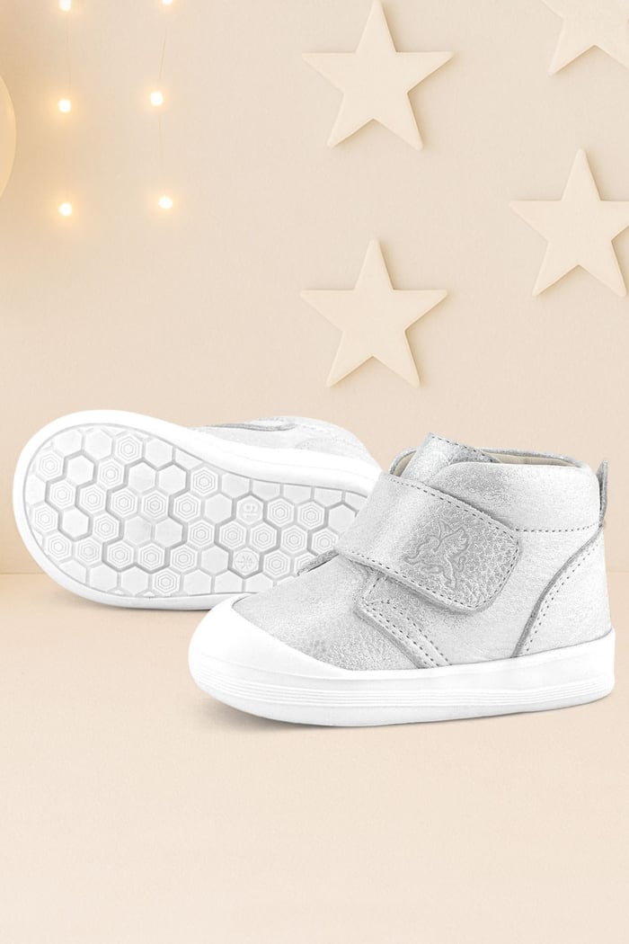 Rakerplus Yoohoo Hakiki Deri Beyaz Simli Cırtlı Unisex Bebek Bot