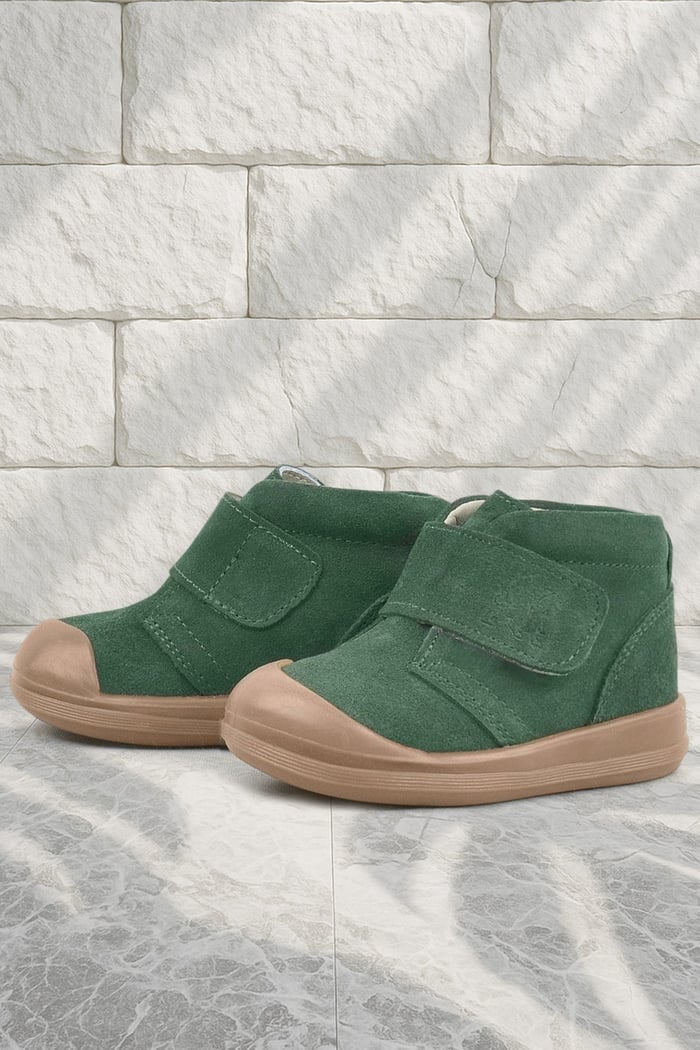 Rakerplus Yoohoo Hakiki Deri Yeşil Cırtlı Unisex Bebek Bot