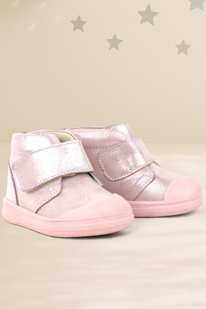 Rakerplus Yoohoo Hakiki Deri Pembe Simli Cırtlı Kız Bebek Bot
