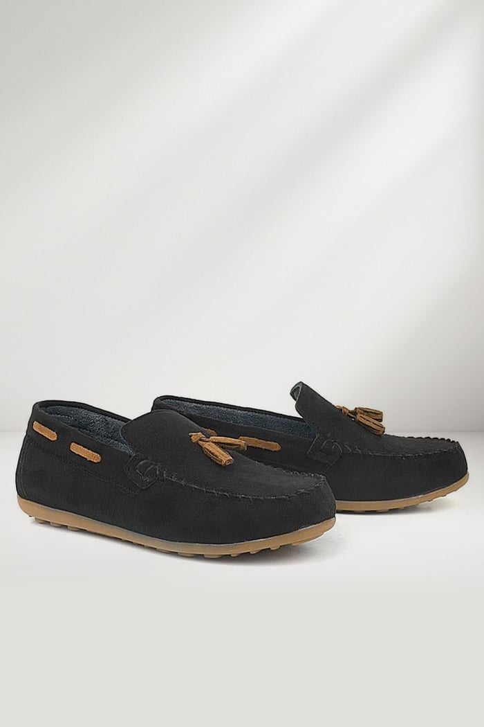 Rakerplus Siyah Taba Süet Erkek Çocuk Mokasen Ayakkabı