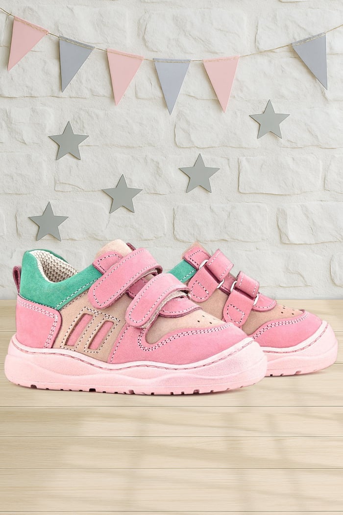 Rakerplus Schaggy Hakiki Deri Pembe Yeşil Bebek Spor Ayakkabı