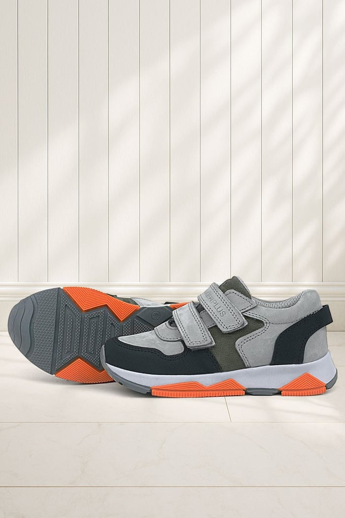 Rakerplus Hakiki Deri Gri Siyah Çocuk Sneakers Spor Ayakkabı