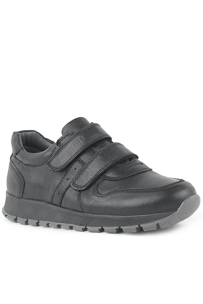 Hakiki Deri Siyah Cırtlı Spor Çocuk Ayakkabı Sneaker