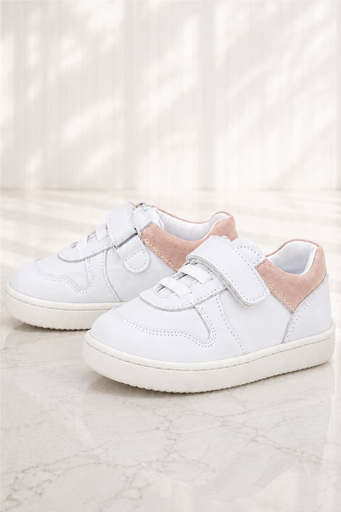 Rakerplus Bob Beyaz Nubuk Pudra Hakiki Deri Bebek Sneaker Ayakkabı