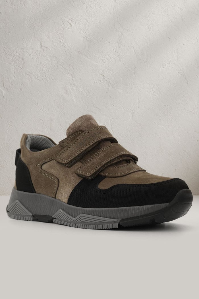 Rakerplus Hakiki Deri Kahverengi Siyah Çocuk Sneakers Spor Ayakkabı