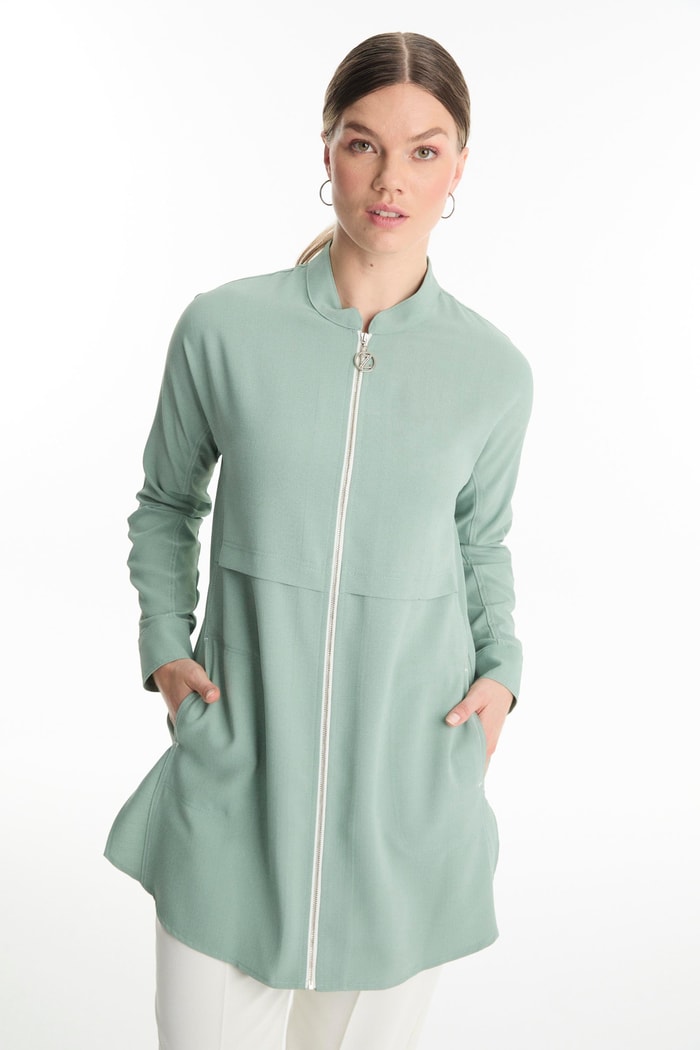 Fermuarlı Hakim Yaka Lacivert Ceket C-0130 - Zühre