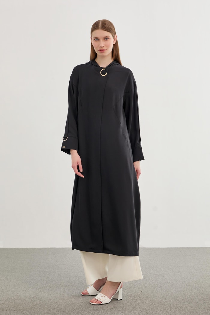 ちぃ Kapüşonlu Kol Detaylı Siyah Giy Çık GÇ-0179 - Zühre