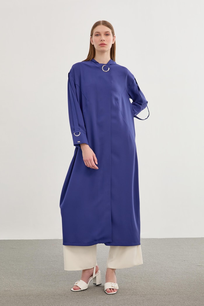 ジージ Kapüşonlu Kol Detaylı İndigo Giy Çık GÇ-0179 - Zühre