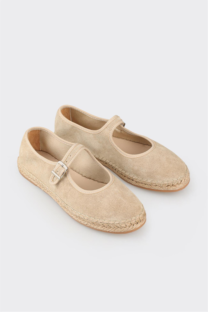 Bej Deri Kadın Espadril